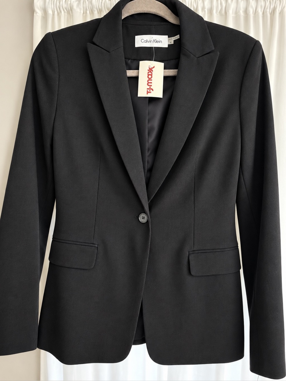 Calvin Klein Women's Dark Gray Single-Button Blazer